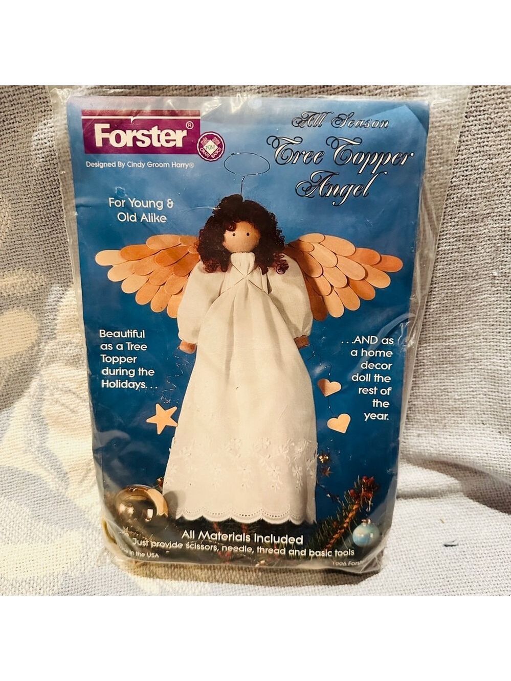 NOS Vintage 1996 Forster All Season Tree Topper Angel Craft Kit